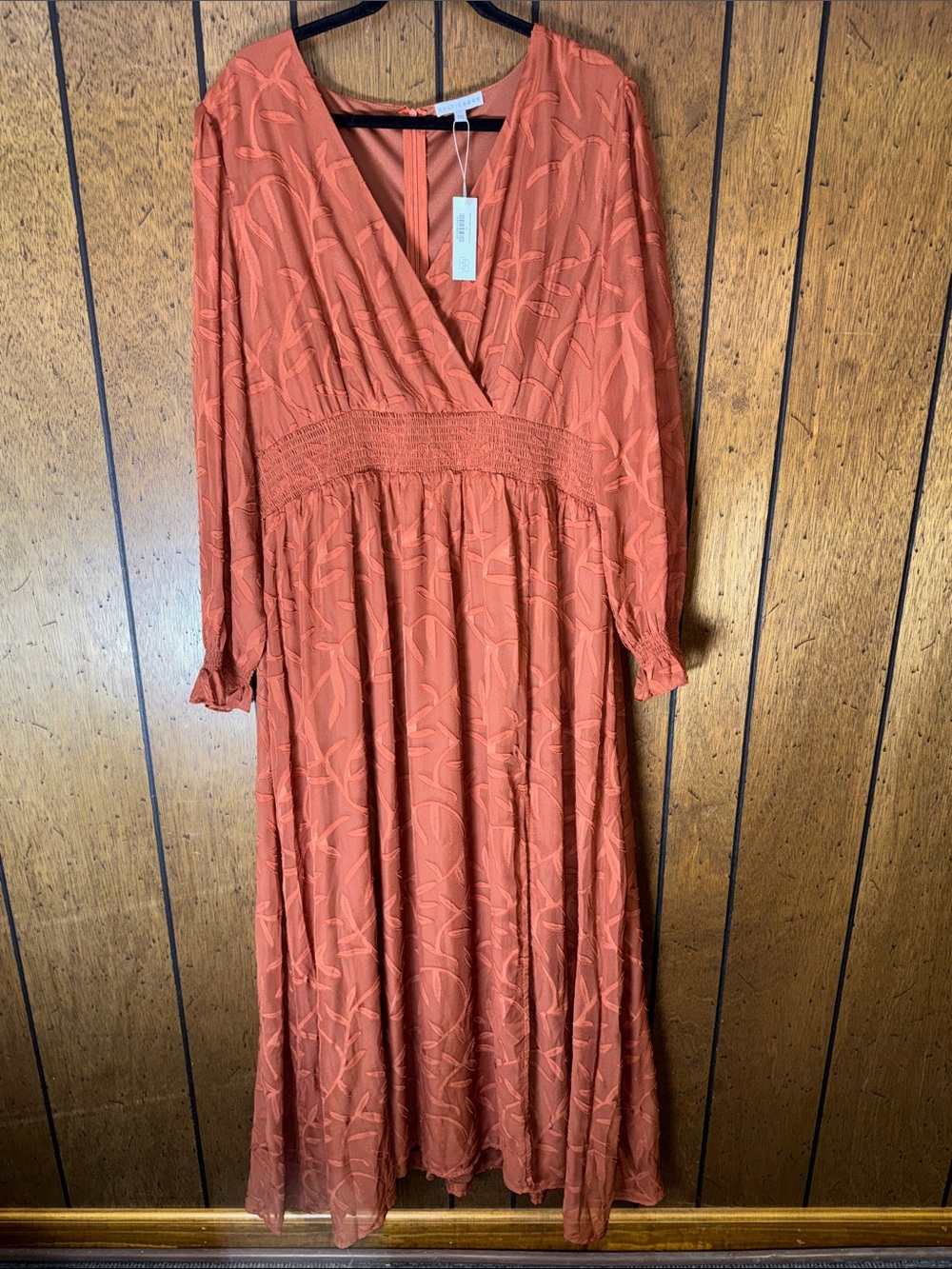 Baltic Born Bridget Textured Rust Leaf-Print Maxi Dress - Picture 3 of 7